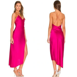Ser.O.Ya Emma Dress Silk Midi Hi Slit Pink NWT XL